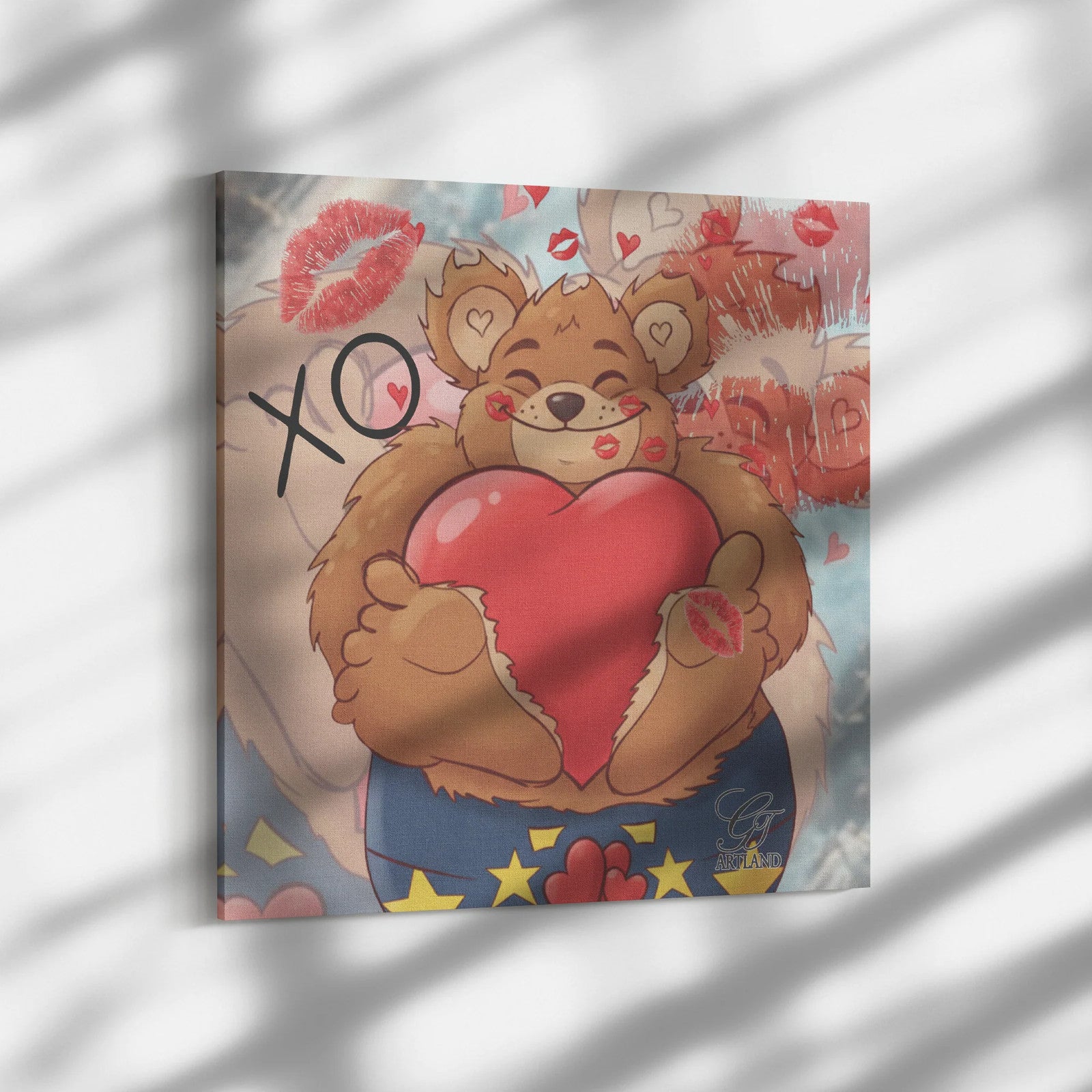 XO Insta Manga Teddy Bear Love Heart Cute Designer Square Canvas Wrap by GT