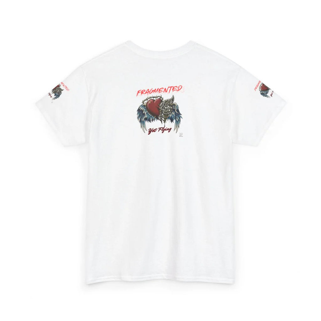 "Fragmented Yet Flying" Motivational Tattoo Style Heart and Bones Unisex Heavy