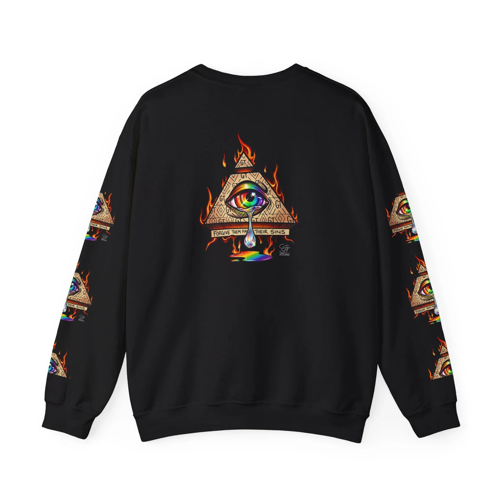 Psychedelic All-Seeing Eye Sweatshirt | Triangle Eye Flame Rainbow Drip by GT