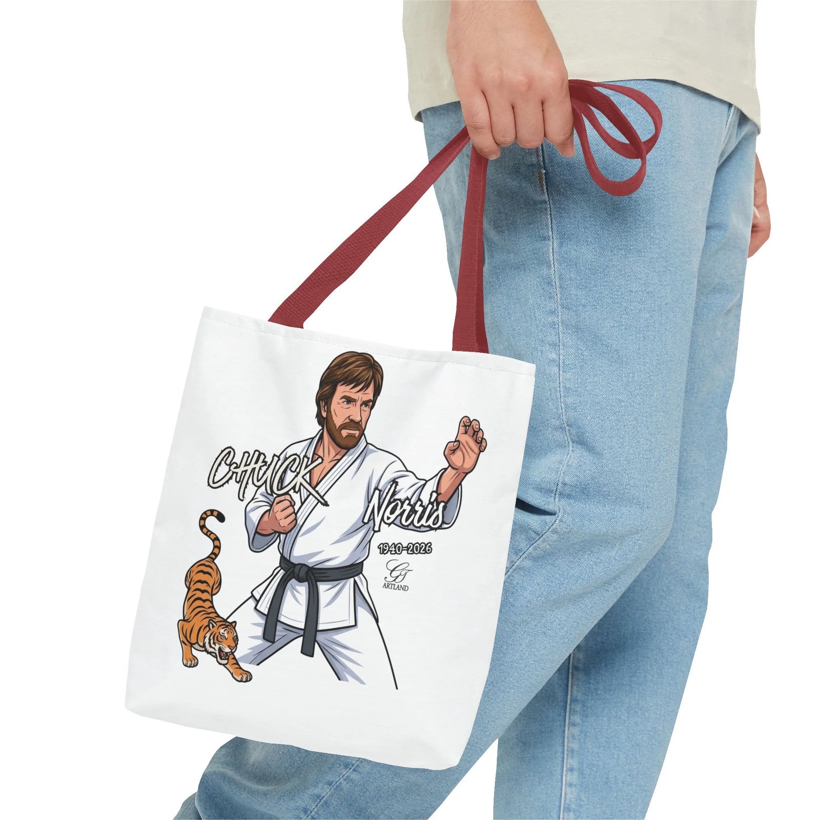 Chuck Norris karate pose Tote Bag | martial arts tiger illustration by GT