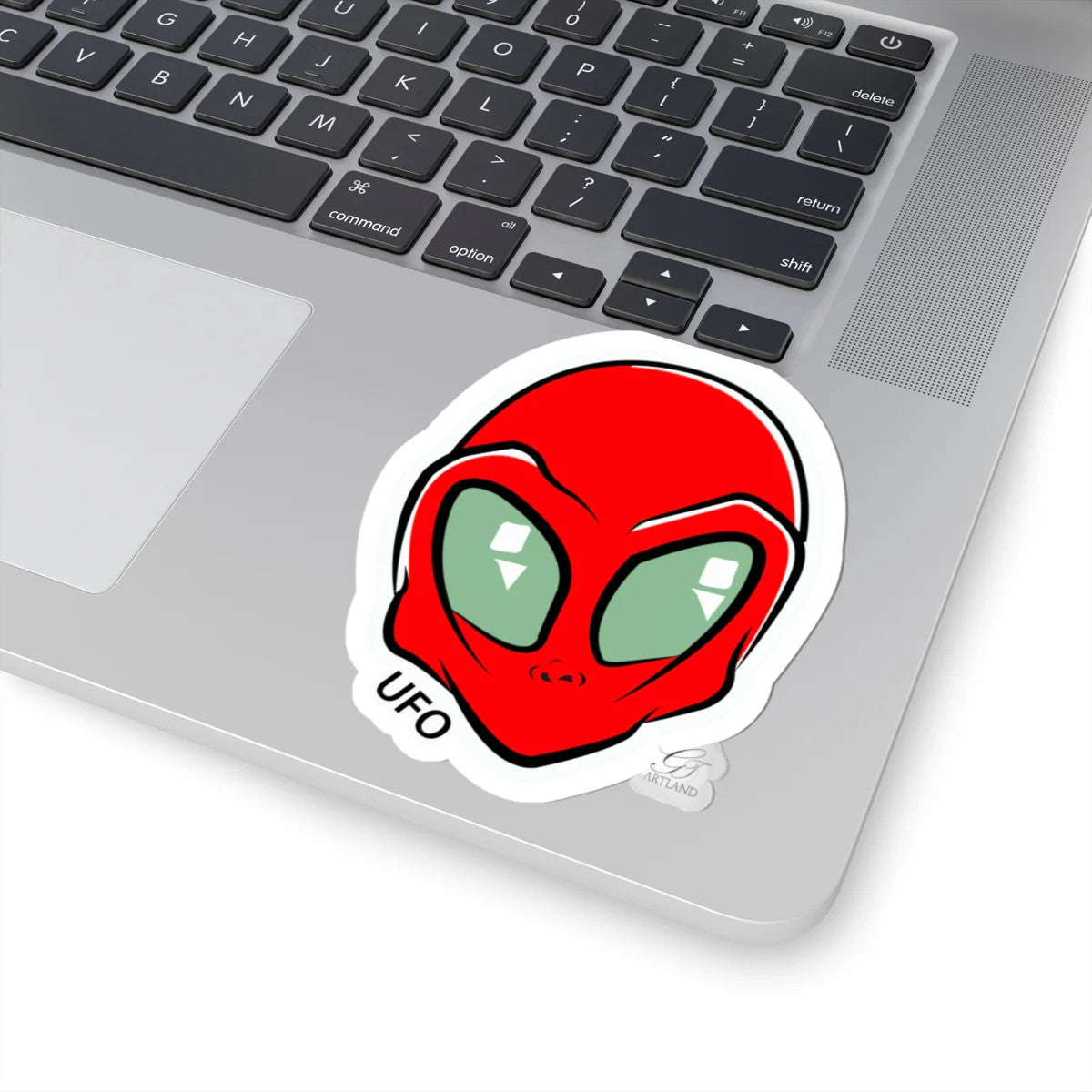 Red Alien Head UFO Sticker | Kiss-Cut Vinyl Decal by GT Artland
