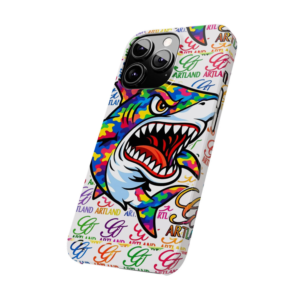 Colorful Camo Designer Shark GT Slim Phone Case | Vibrant Graphic, Artland Logo