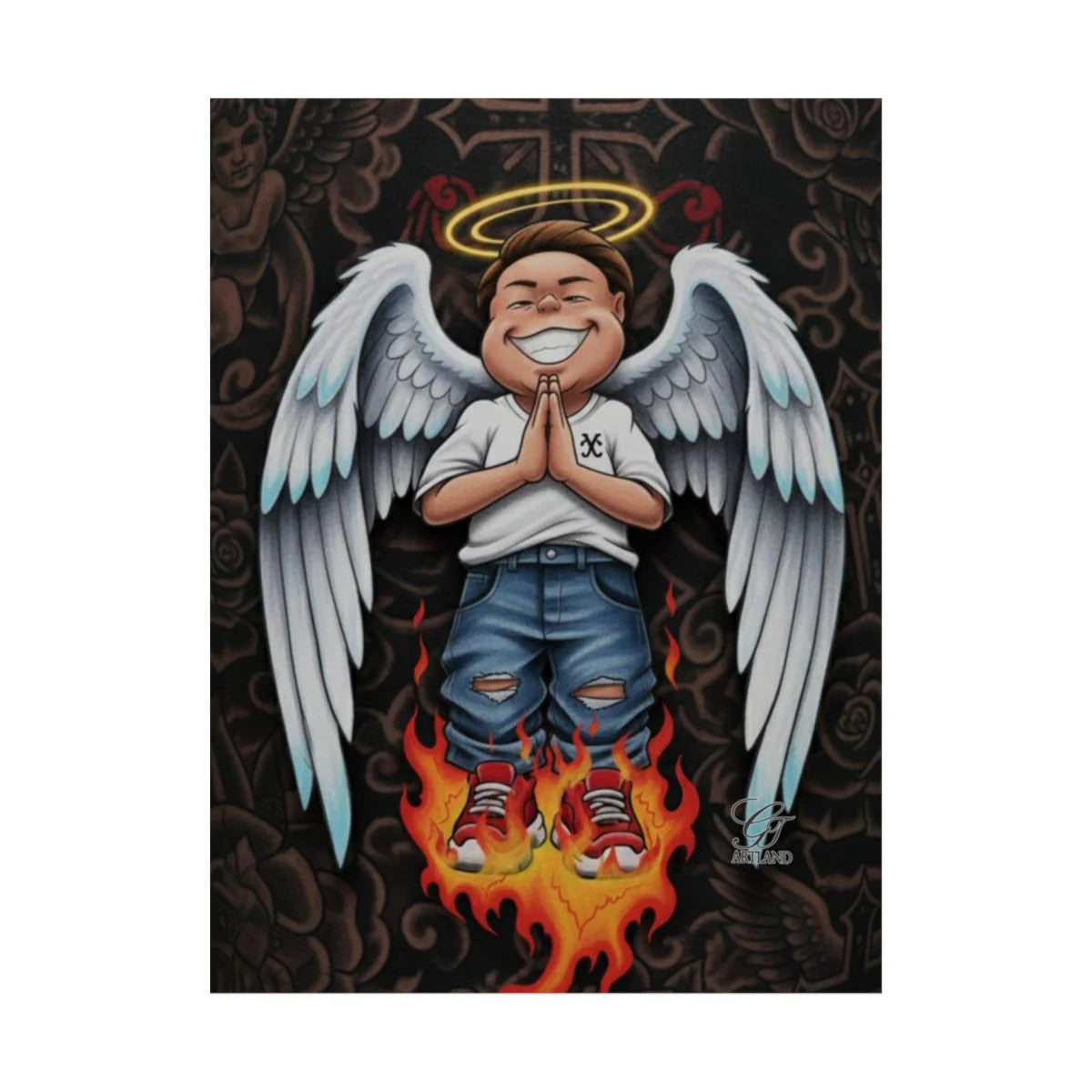 Vanilla Praying Hands Angel Kid Urban Designer High Fashion Graffiti Designer