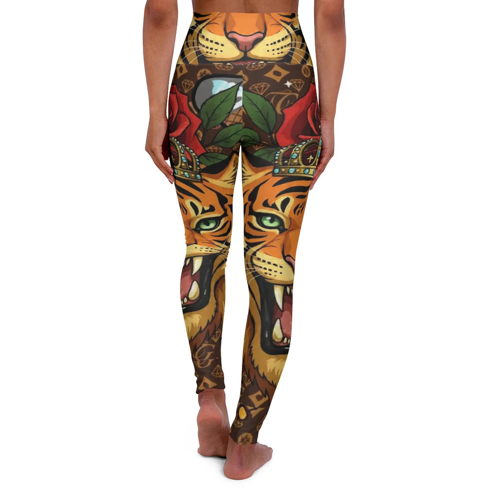 Tiger Rose Petal Queen of Fashion High Waisted Yoga Leggings by GT Artland