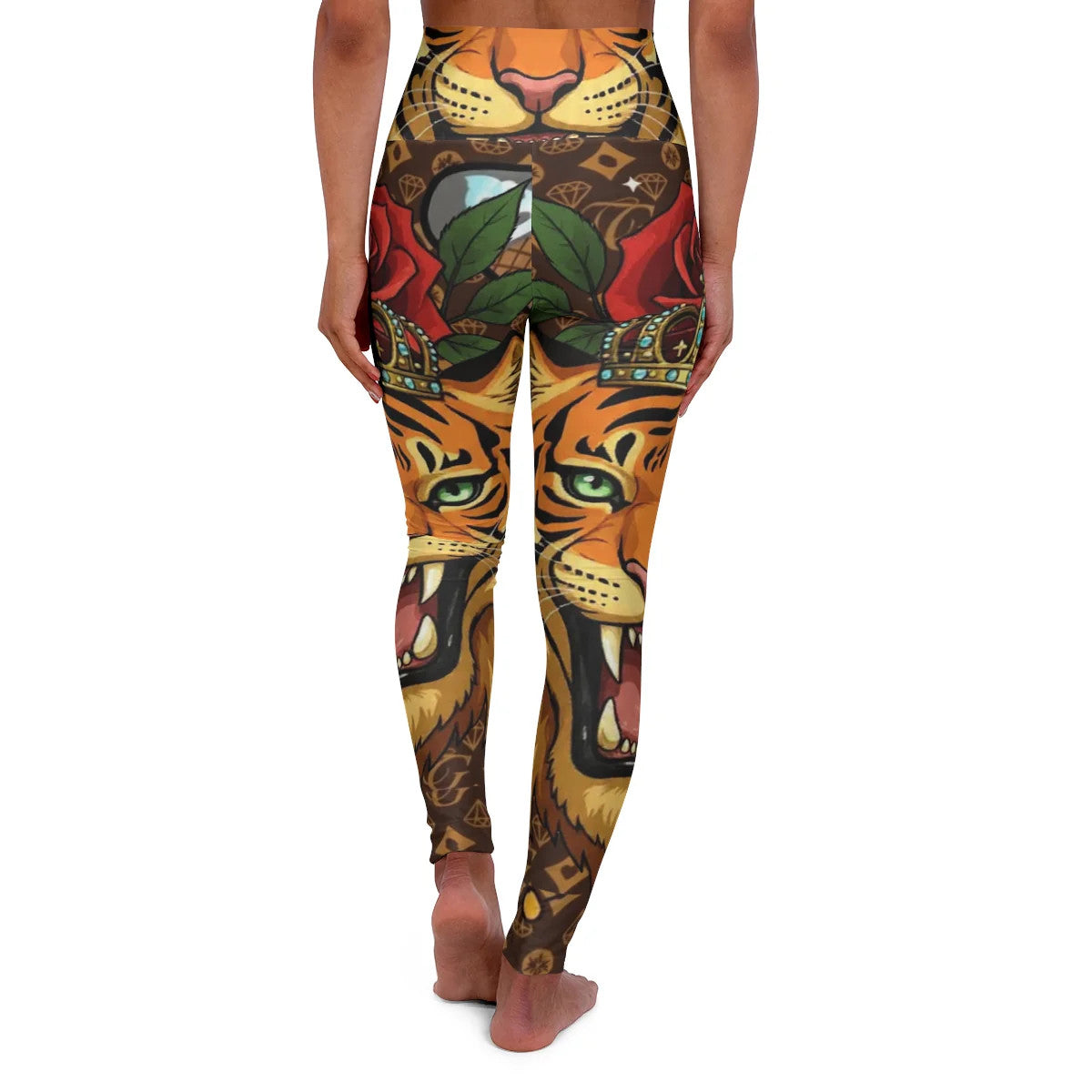 Tiger Rose Petal Queen of Fashion High Waisted Yoga Leggings by GT Artland