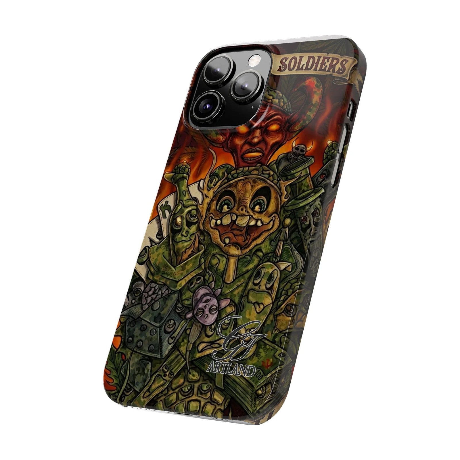 Devils Army Illustration Slim Phone Case | Horror Soldier Art by GT Artland