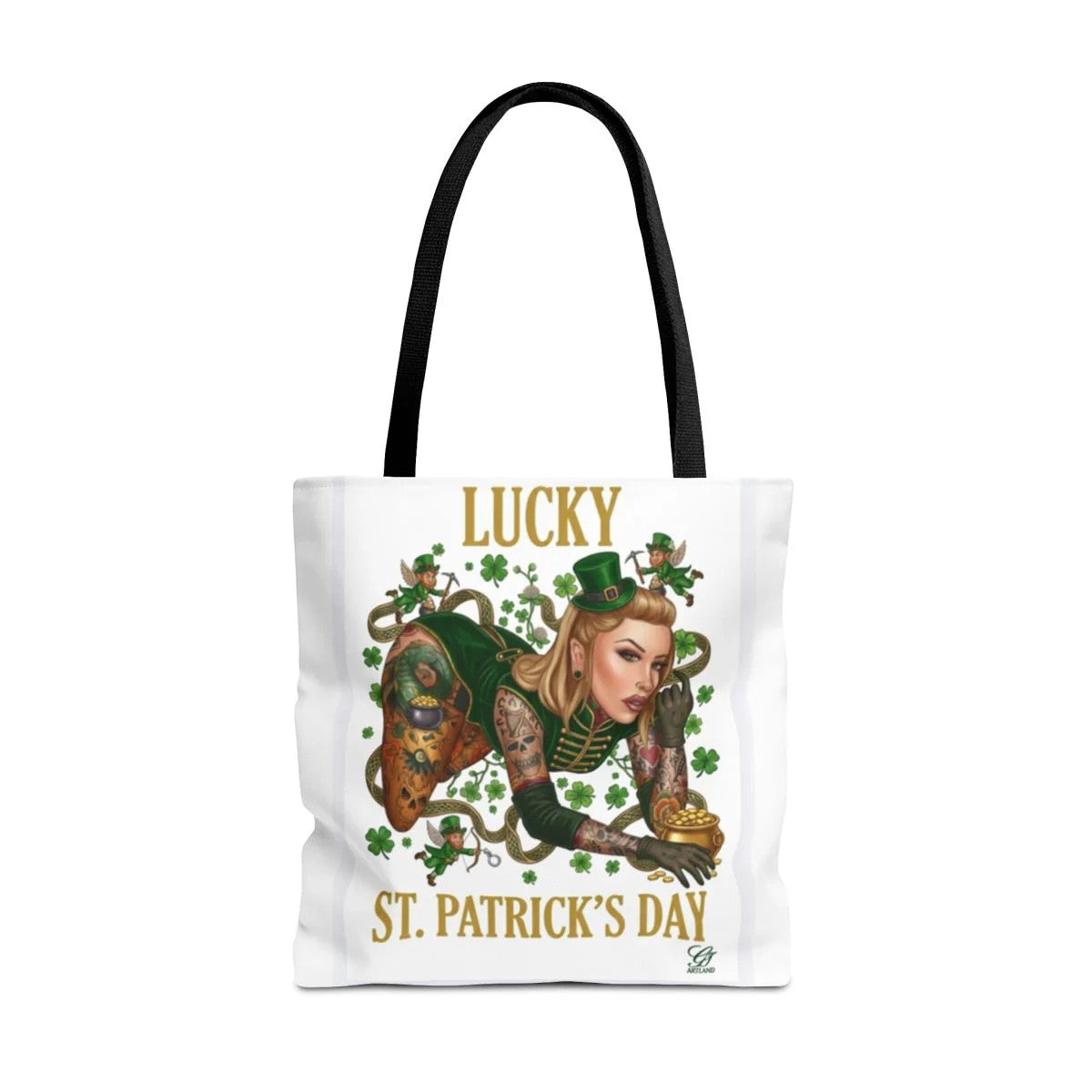 "Lucky" St Patrick's Day Tattoo Hot Sexy Vixen Designer Tote Bag by GT Artland