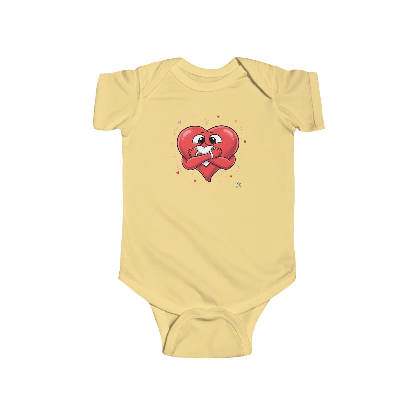Cute Heart Holding Heart Infant Fine Jersey Bodysuit by GT Artland