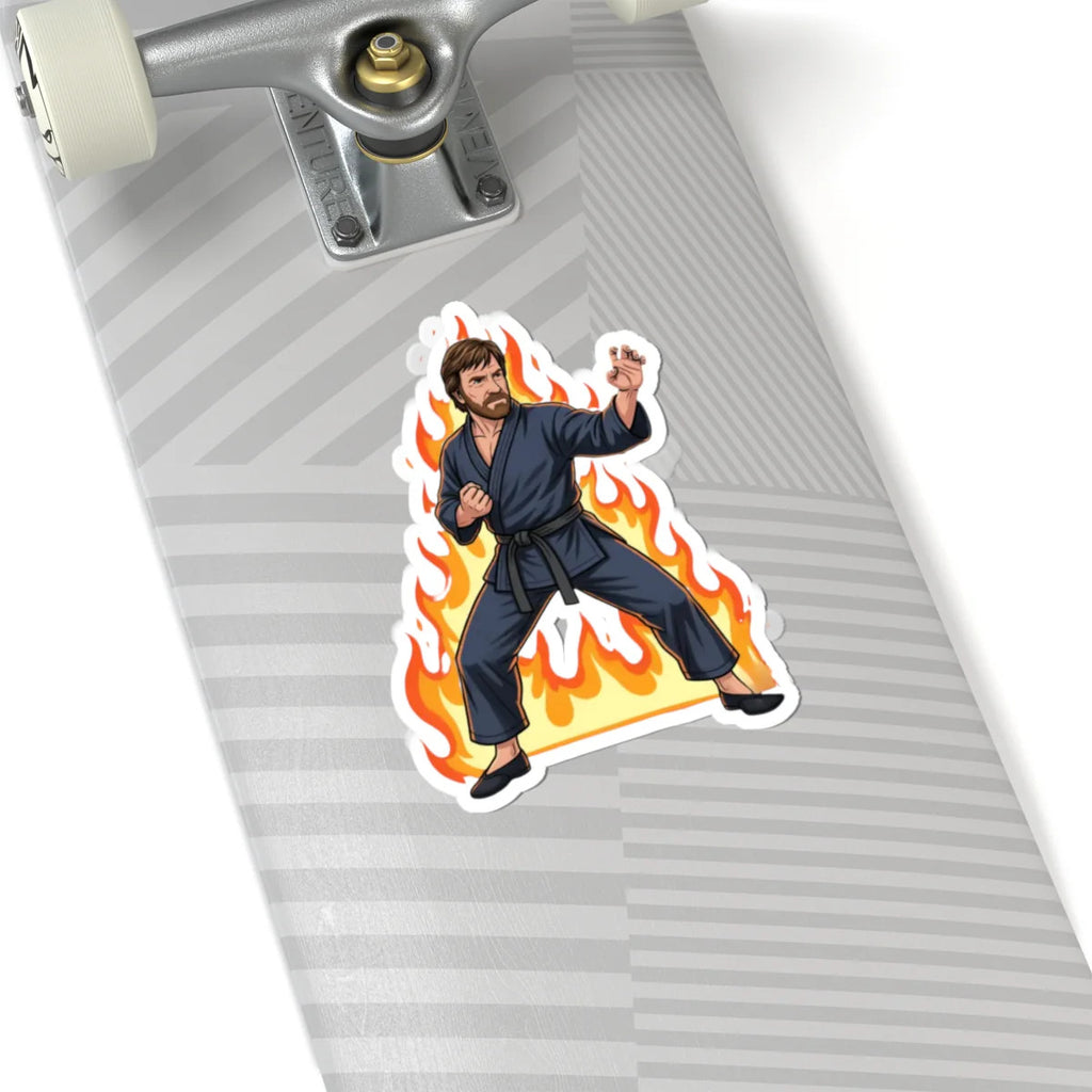 Martial Artist Chuck Norris with Flames sticker | Kiss-Cut Sticker by GT Artland