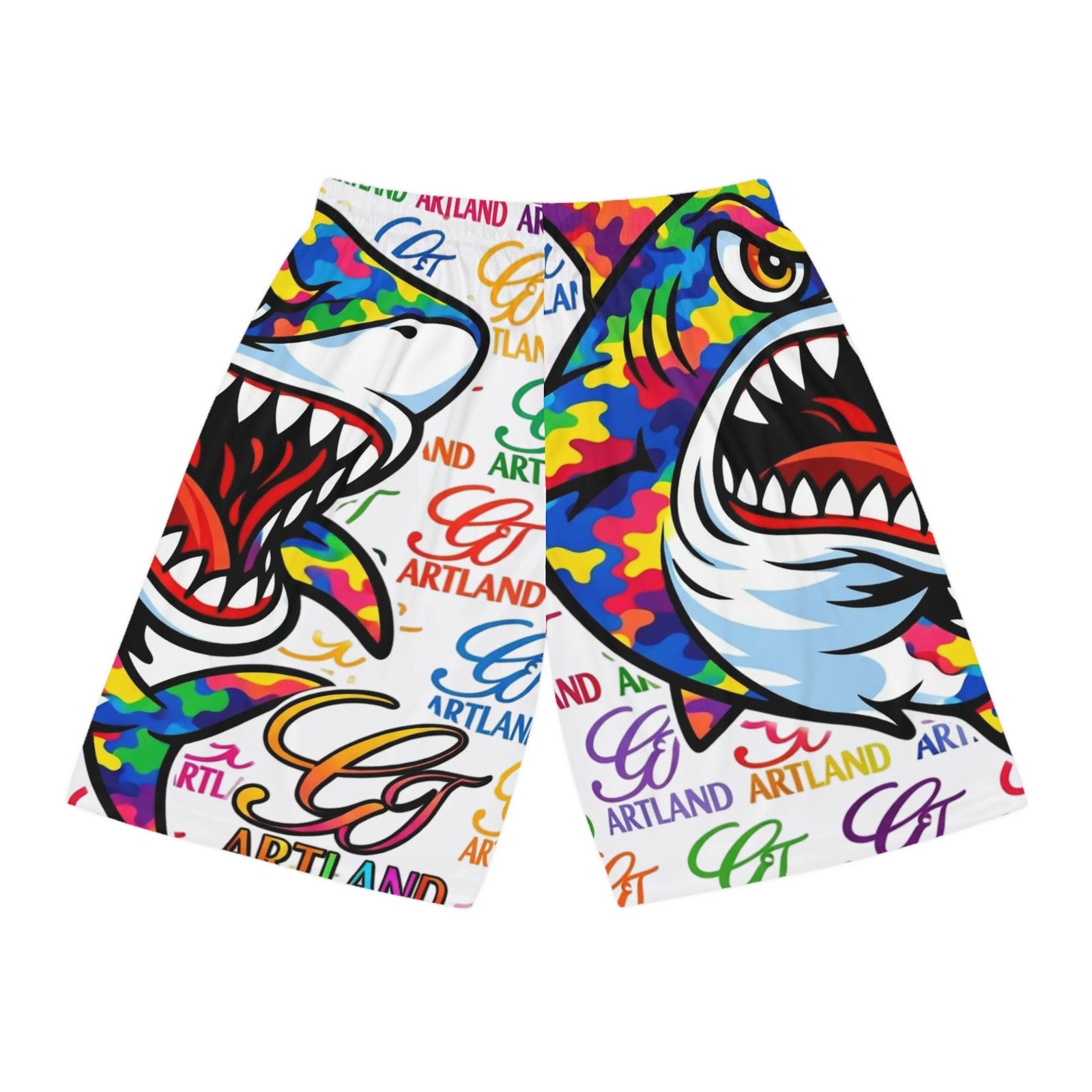 Colorful Camouflage Designer Shark GT Basketball Shorts by GT Artland