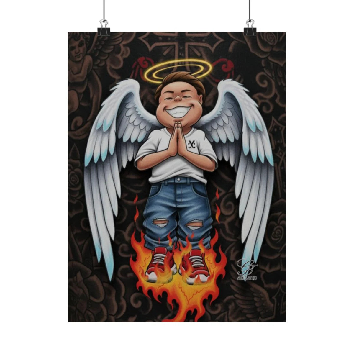 Vanilla Praying Hands Angel Kid Urban Designer High Fashion Graffiti Designer