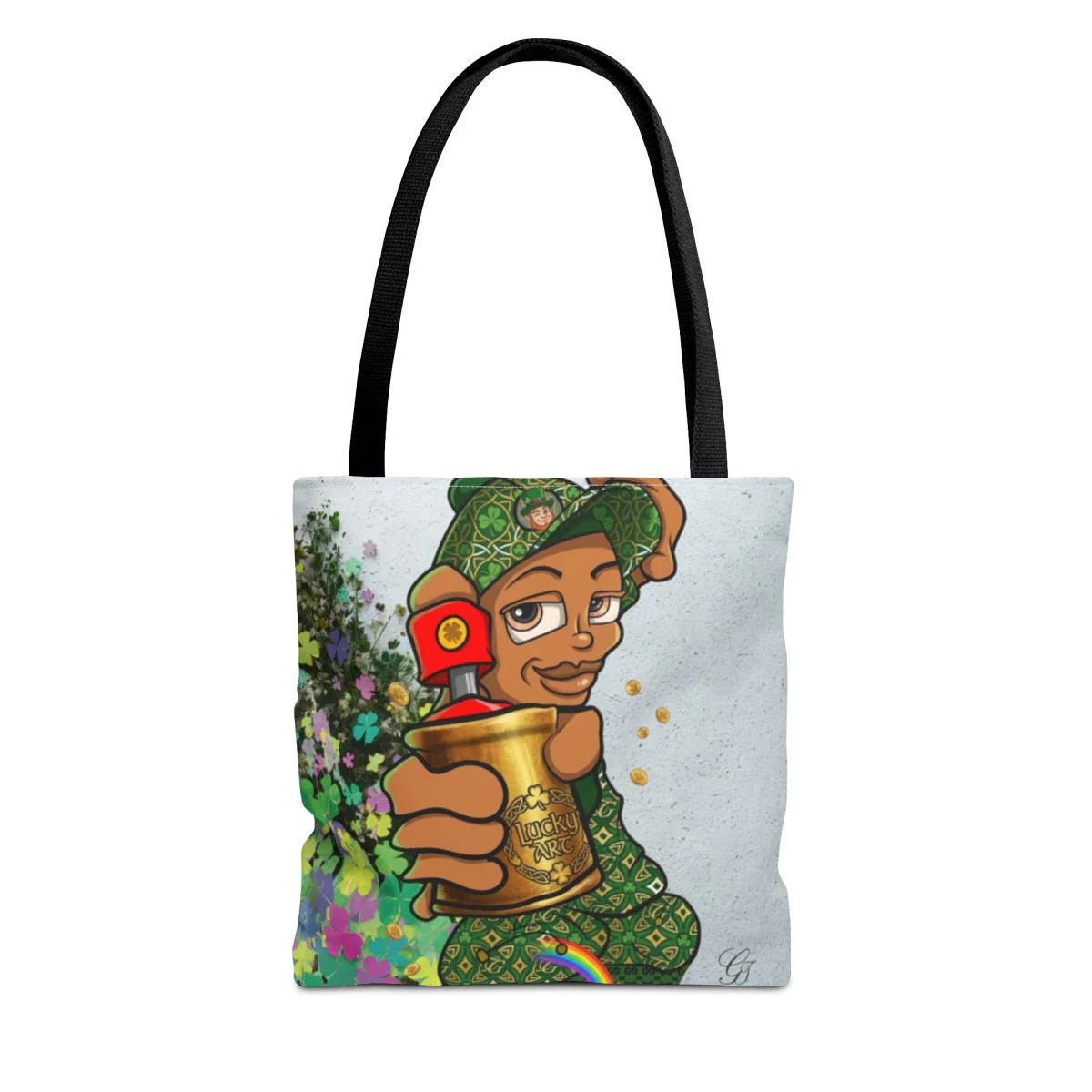 "Lucky Art" Spray Can Ebony Couple (Boy/Girl) St Patrick Theme Designer Tote