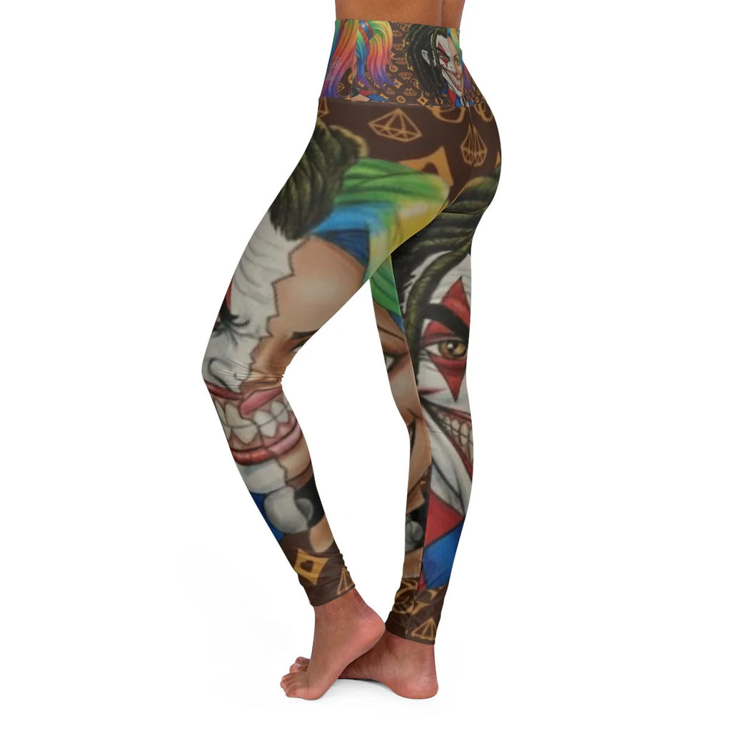 Clown Couple Graffiti Designer High fashion High Waisted Yoga Leggings by GT