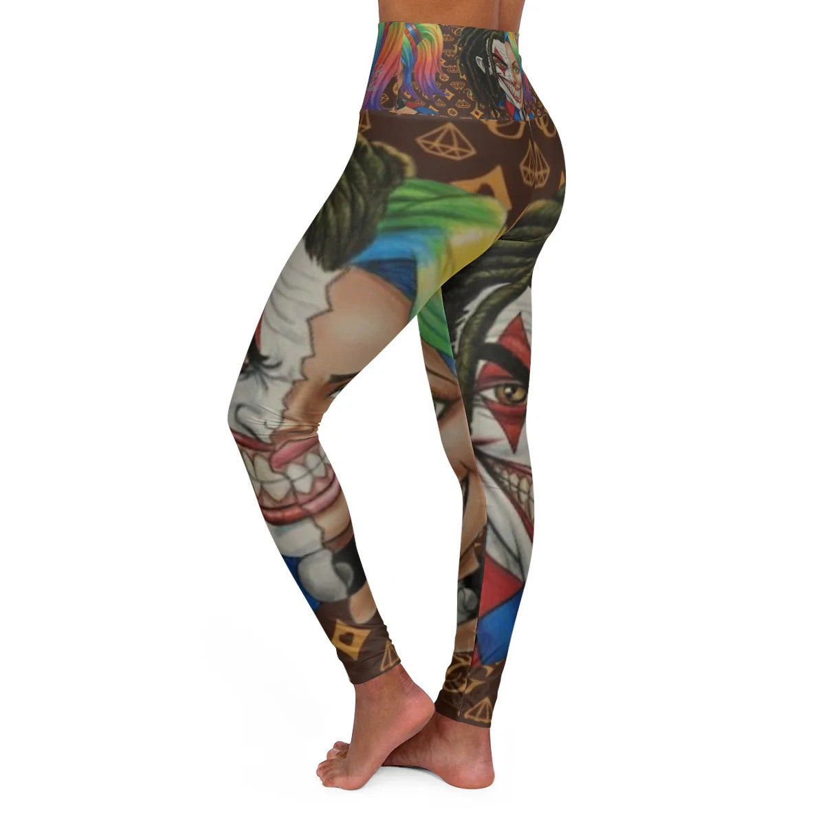 Clown Couple Graffiti Designer High fashion High Waisted Yoga Leggings by GT
