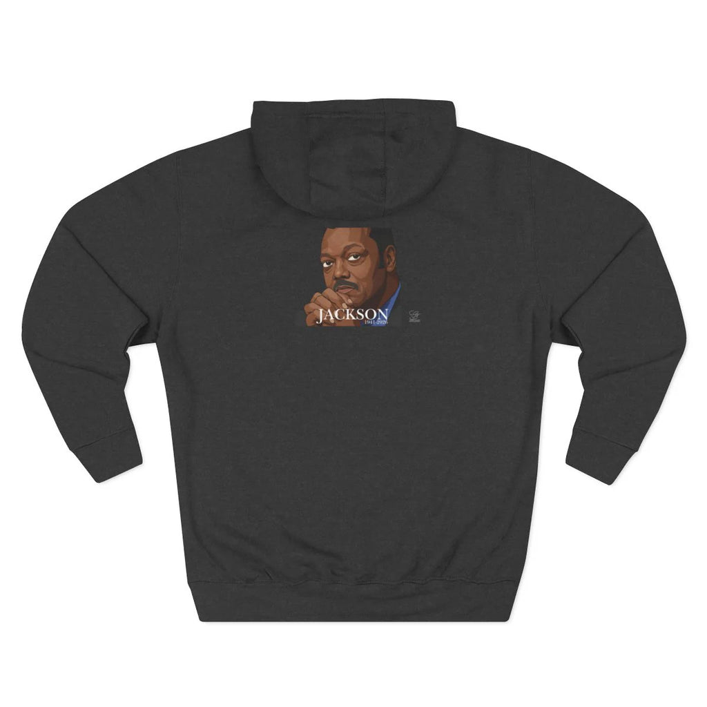 Jesse Jackson Urban Graffiti Art 1941-2026 Three-Panel Fleece Hoodie by GT