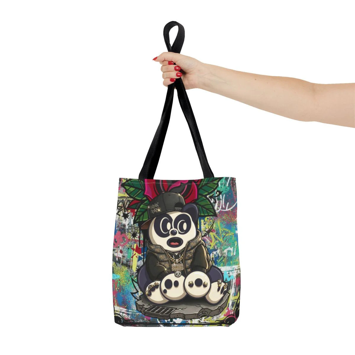 Hip Hop Panda Urban Designer Tattoo Rose Splash Tote Bag Designer | All-Over