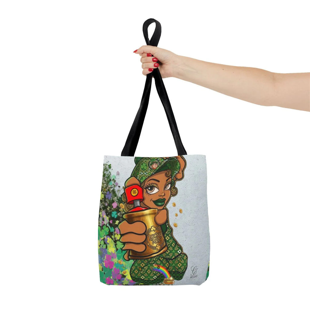 "Lucky Art" Spray Can Ebony Girl St Patrick Theme Designer Tote Bag by GT