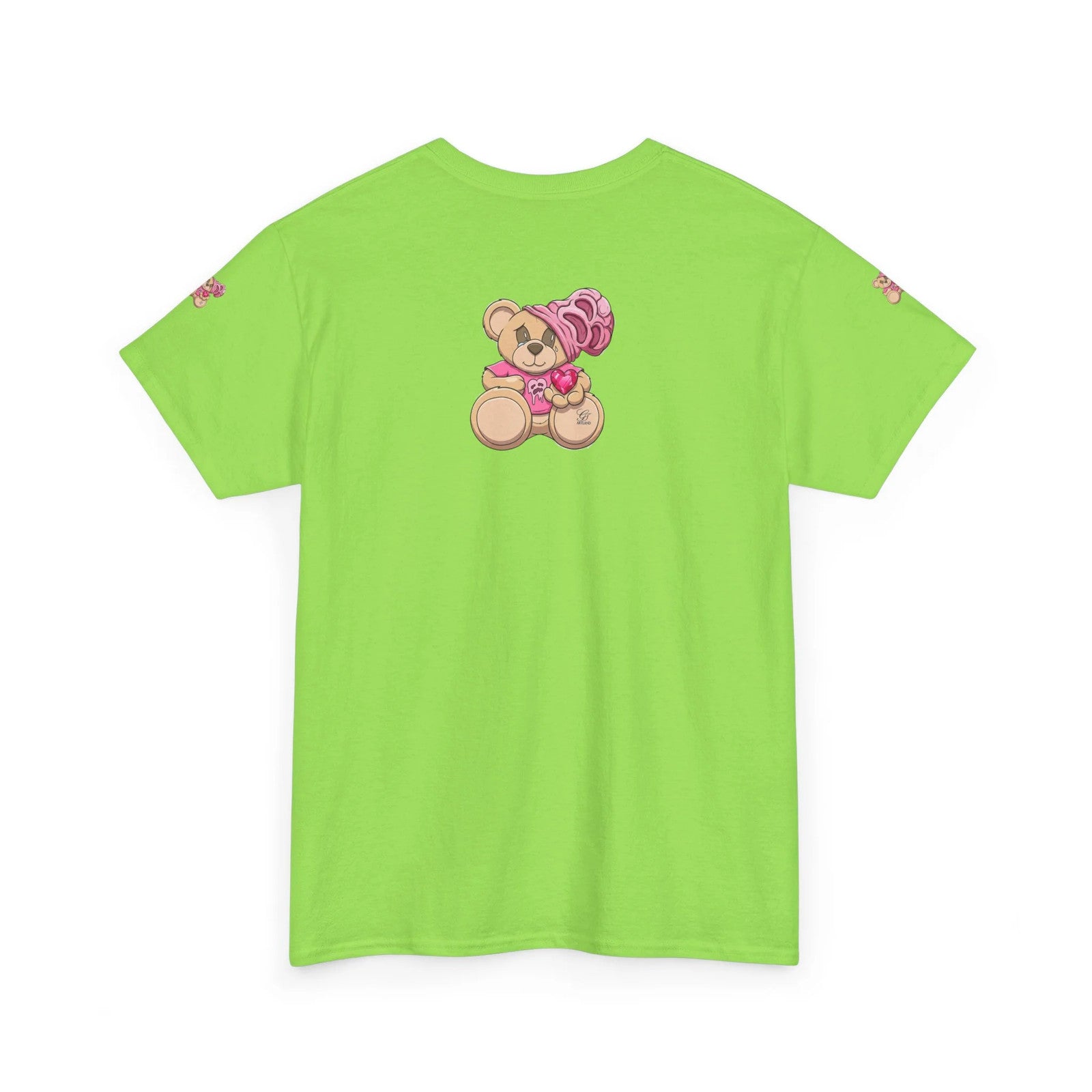 Pink Bear with Brain Beanie T-Shirt | Cute Teddy Illustration by GT Artland