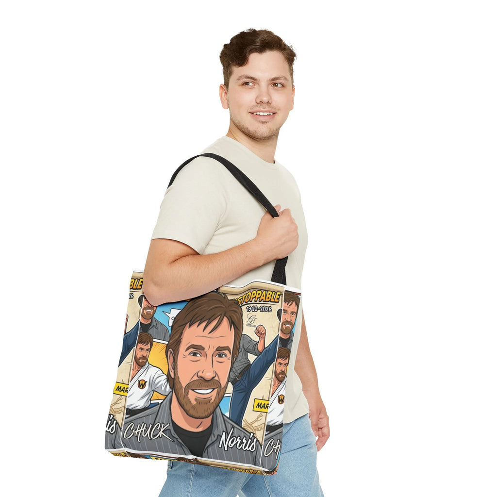 Chuck Norris Legacy Retro Martial Artist Cartoon Tote Bag | All-Over Print