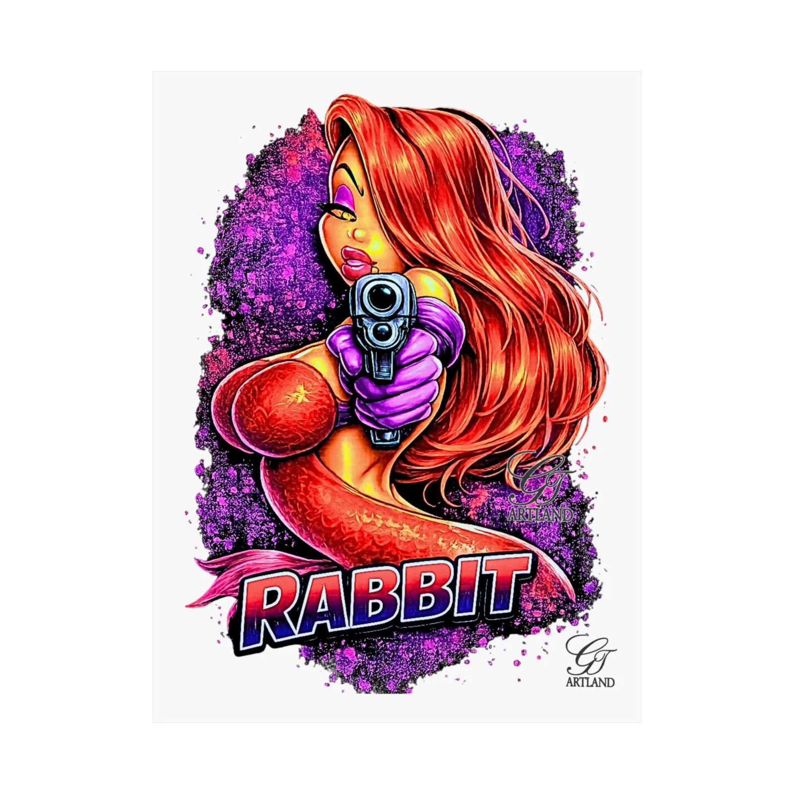 Rabbit Pinup Vixen Girl Poster | Matte Vertical Poster, Retro Cartoon Art Clean