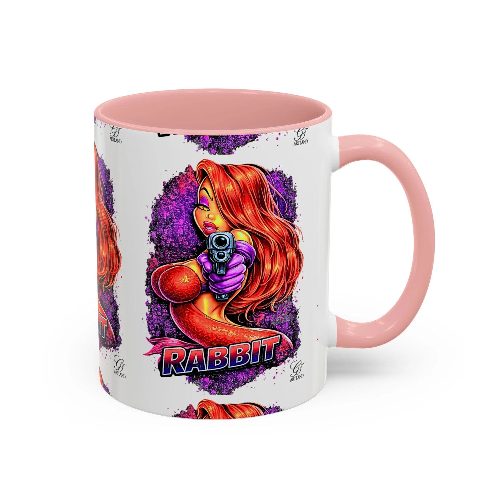Pinup Redhead Vixen with Gun Rabbit Mug | Accent Coffee Mug 11oz 15oz by GT