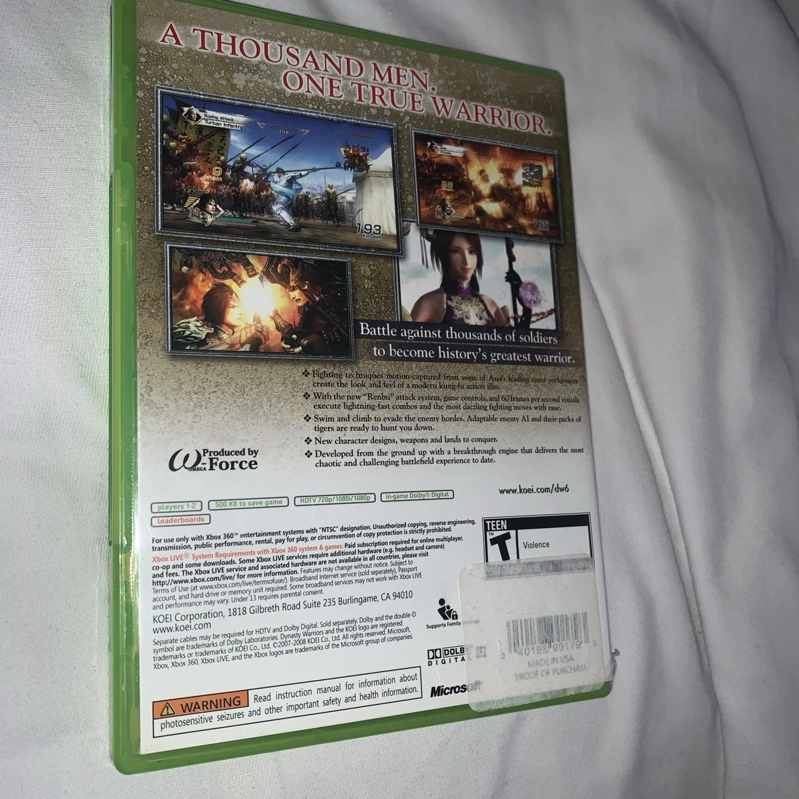 Dynasty Warriors 6 (Microsoft Xbox 360, 2008)