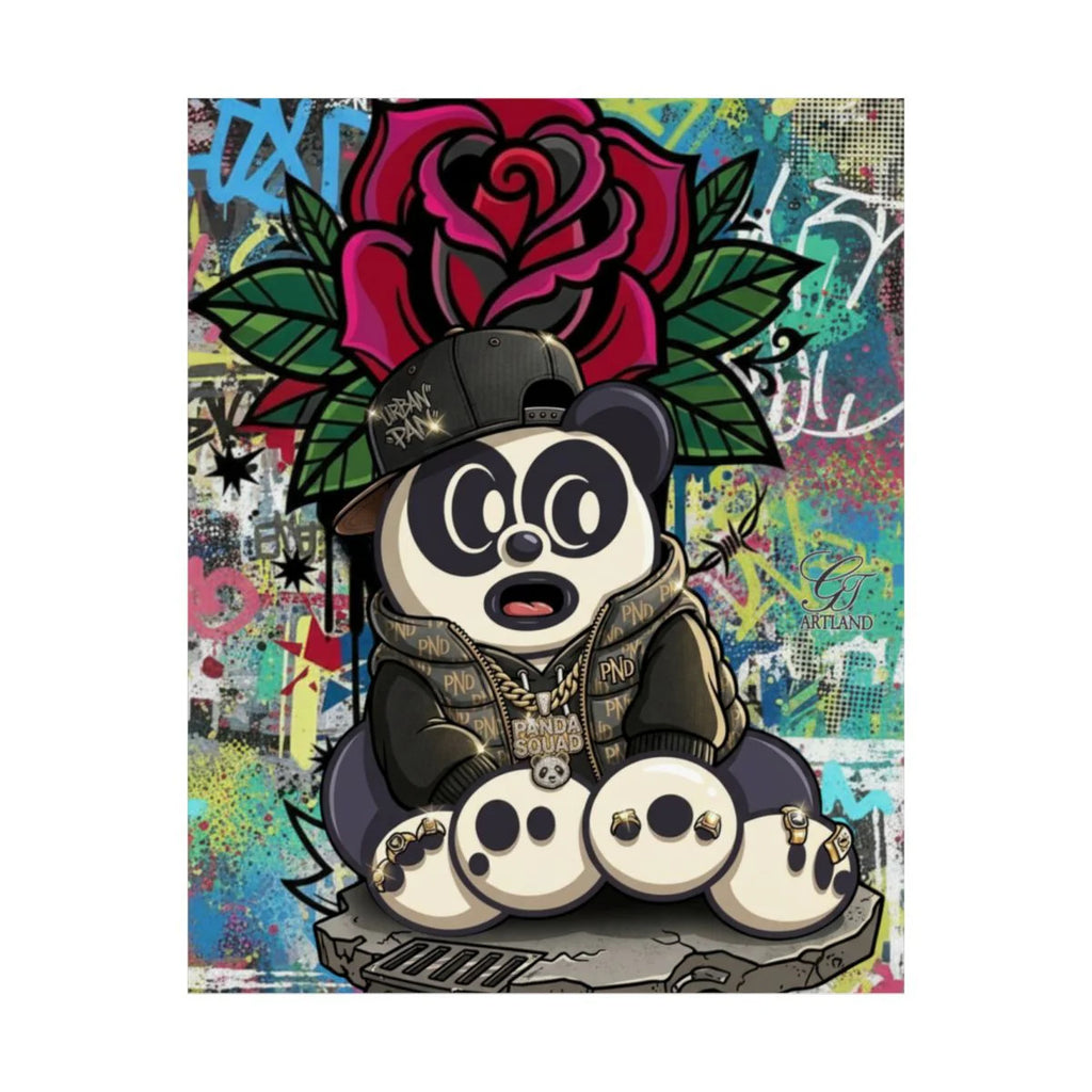 Graffiti Urban Hip Hop Designer Panda Rose Tattoo Drip Matte Vertical Posters