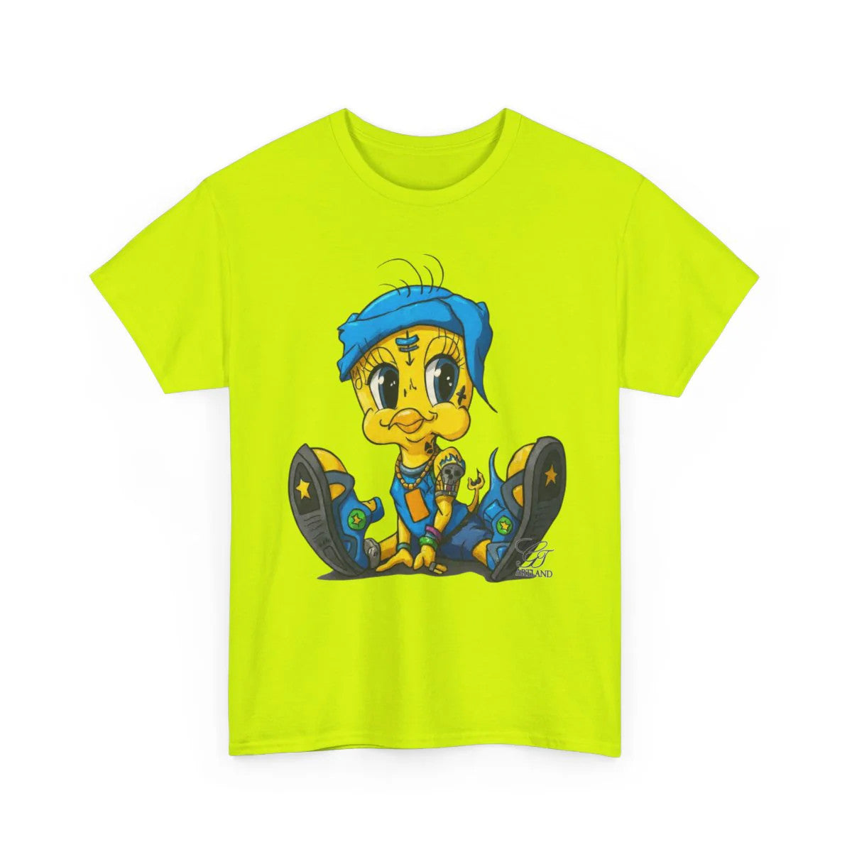Blue Bandana Ghetto Tweet Bird Designer Unisex style Heavy Cotton Tee BY GT