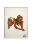 Hot Sexy Chick With Tats Ebony Gold Colored Shaded Print Signed