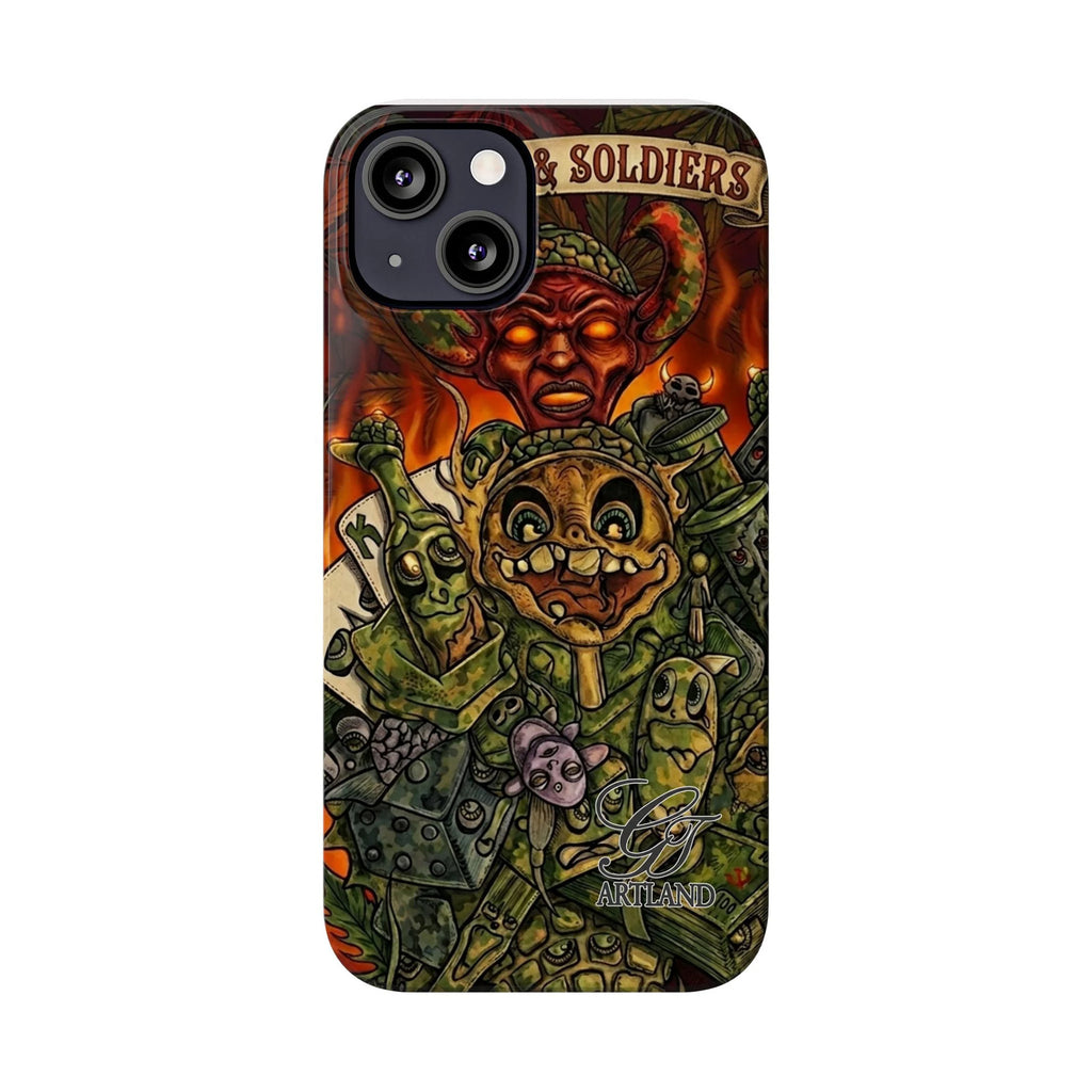 Devils Army Illustration Slim Phone Case | Horror Soldier Art by GT Artland