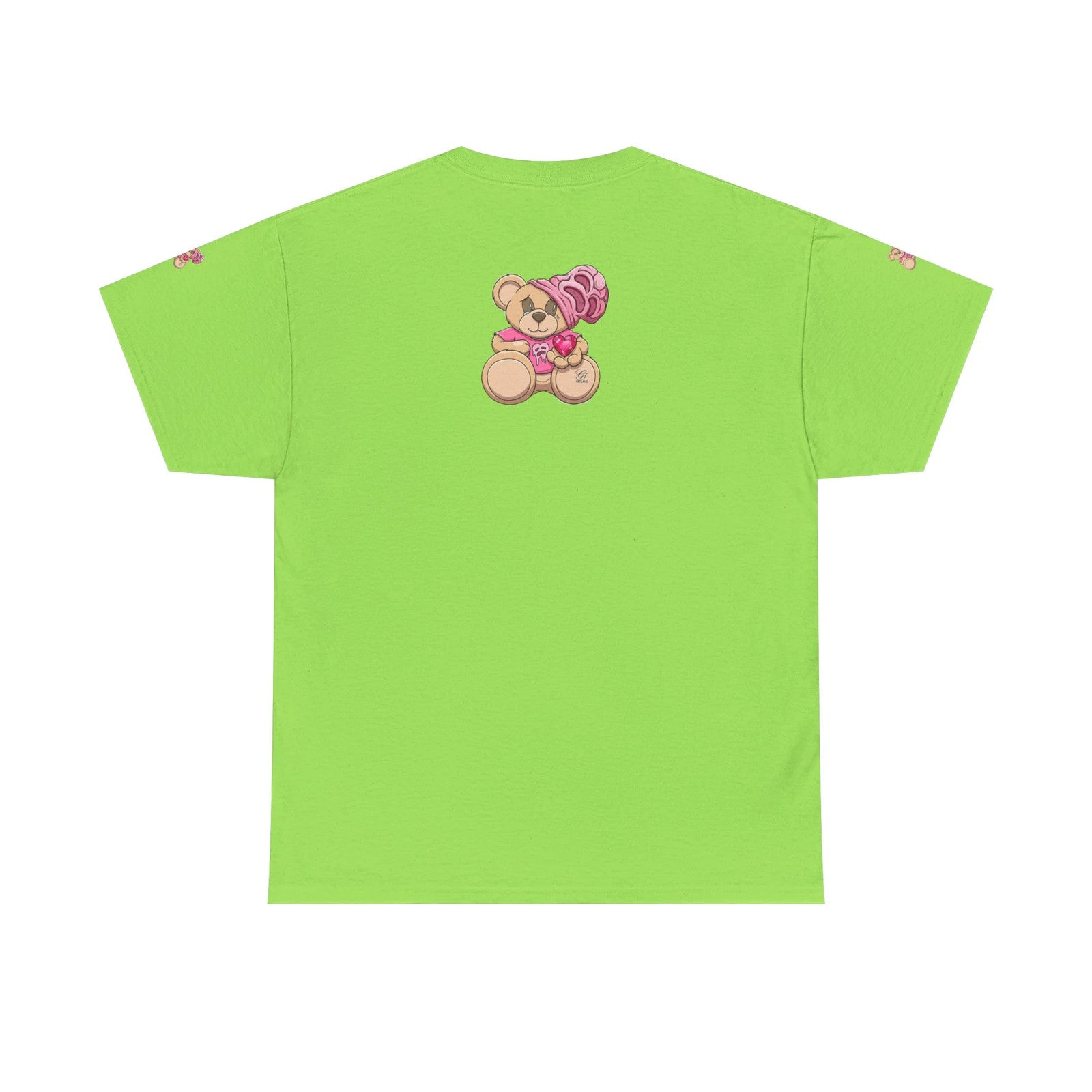 Pink Bear with Brain Beanie T-Shirt | Cute Teddy Illustration by GT Artland