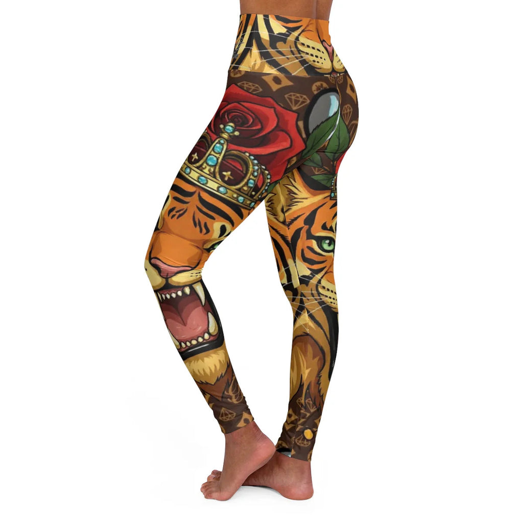 Tiger Rose Petal Queen of Fashion High Waisted Yoga Leggings by GT Artland