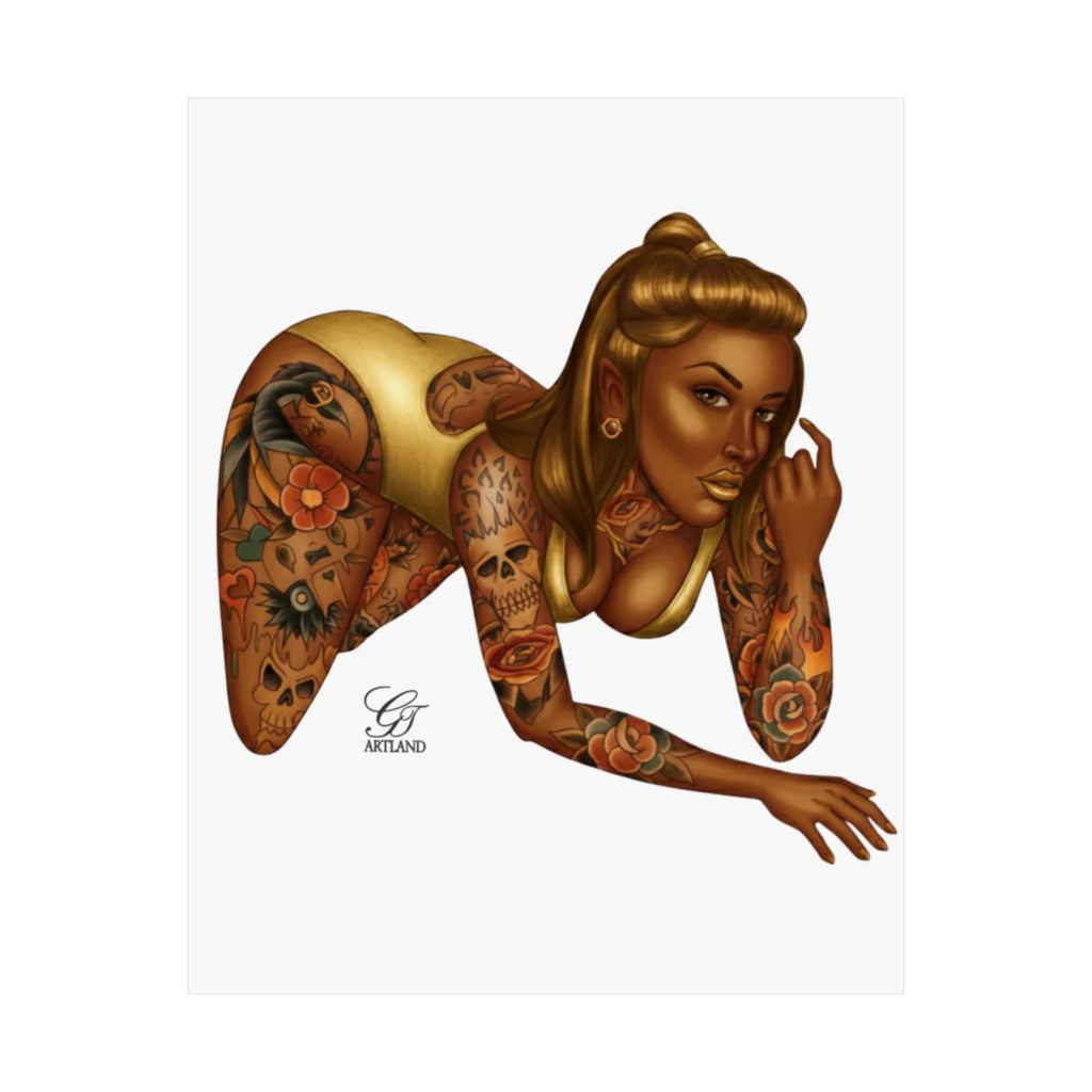 Ebony Tatted Vixen with Gold Hair Matte Vertical Posters by GT Artland