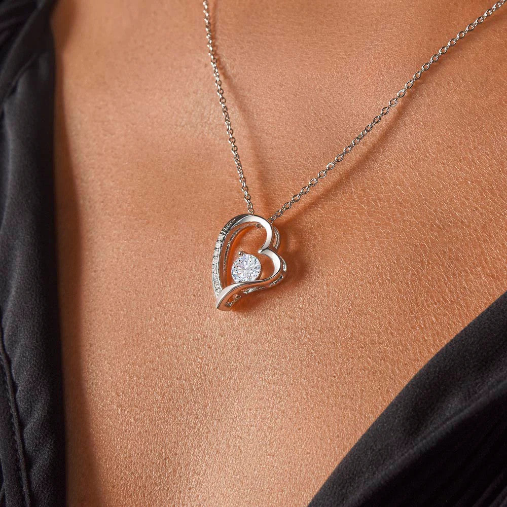 Forever Love Necklace Rhodium + Custom Personalized Luxury Box by GT Artland