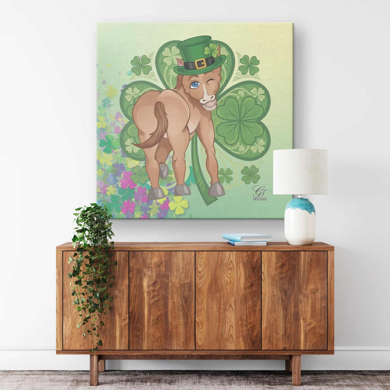 Horse St Patrick Designer Irish Abstract Canvas Wrap by GT Artland
