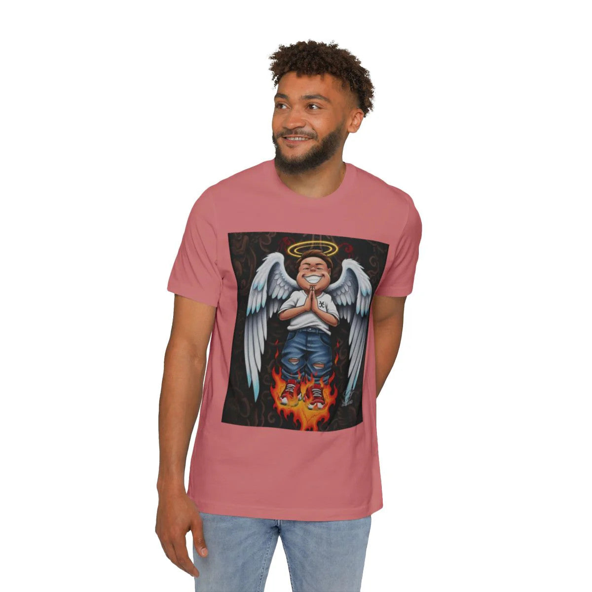 Angel Kid Praying Urban Designer USA-Made Unisex Short-Sleeve Jersey T-Shirt by