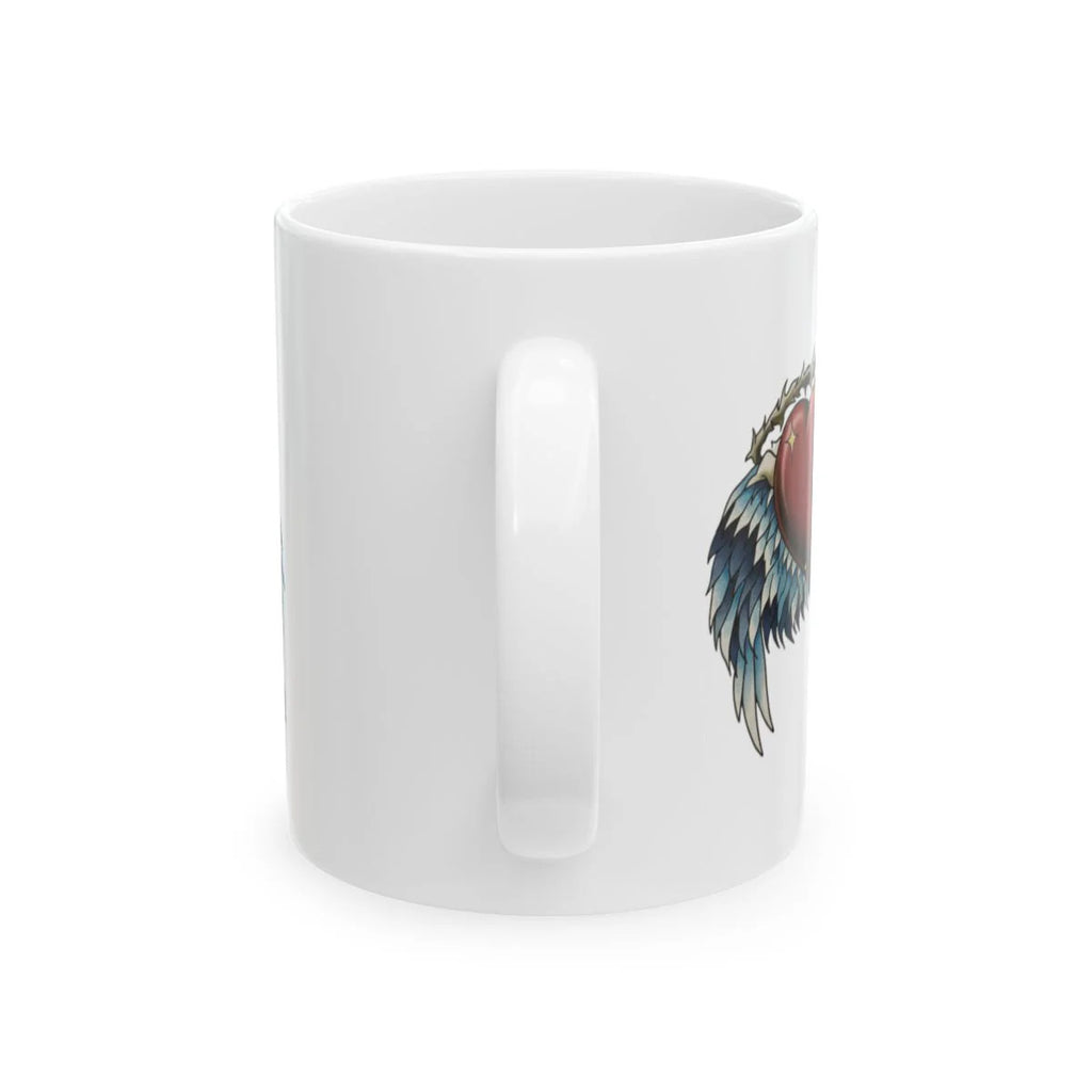 Ripped Heart With Wings Ceramic Mug, (11oz, 15oz) by GT Artland