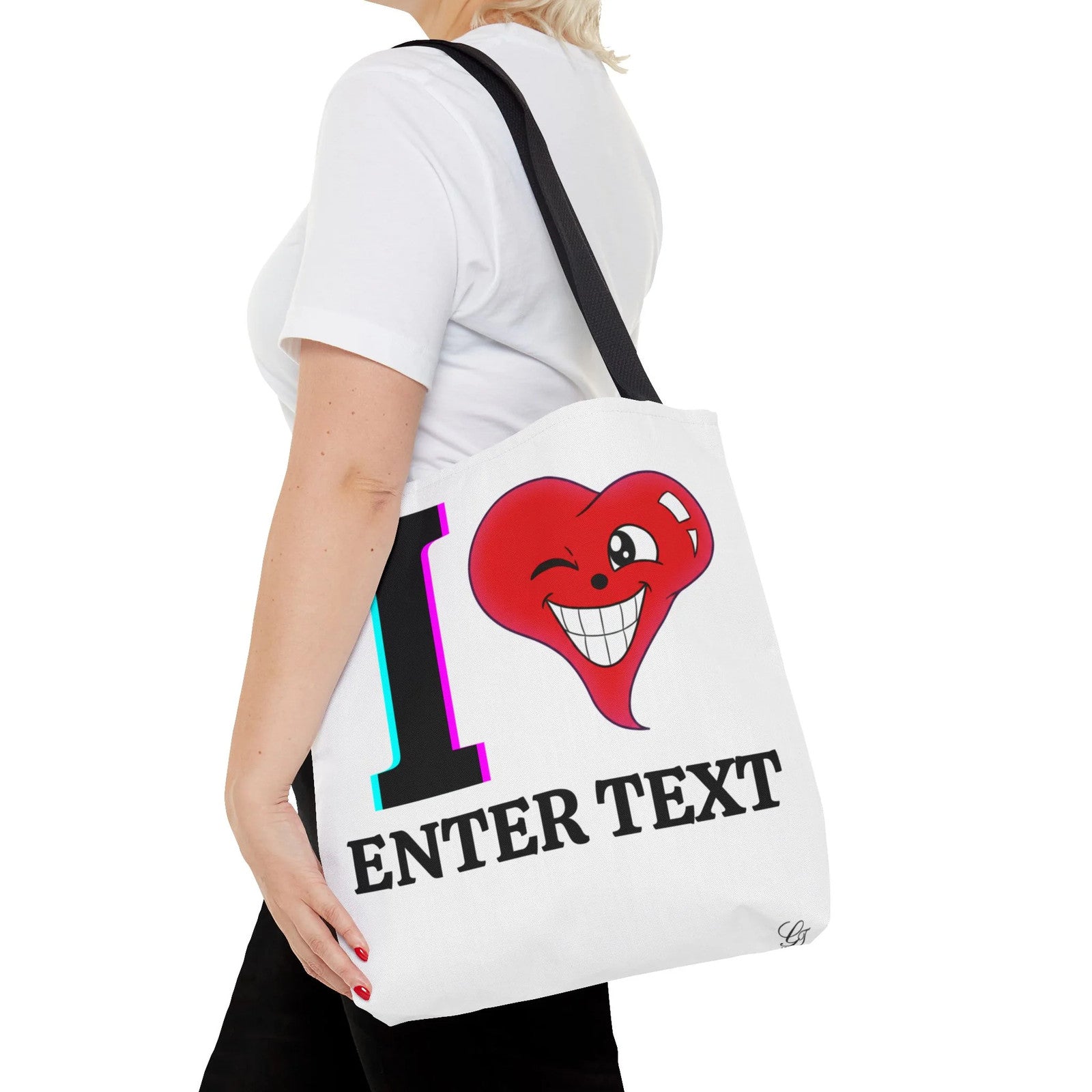 I ️ "Text" Tote Bag Front and Back by GT Artland