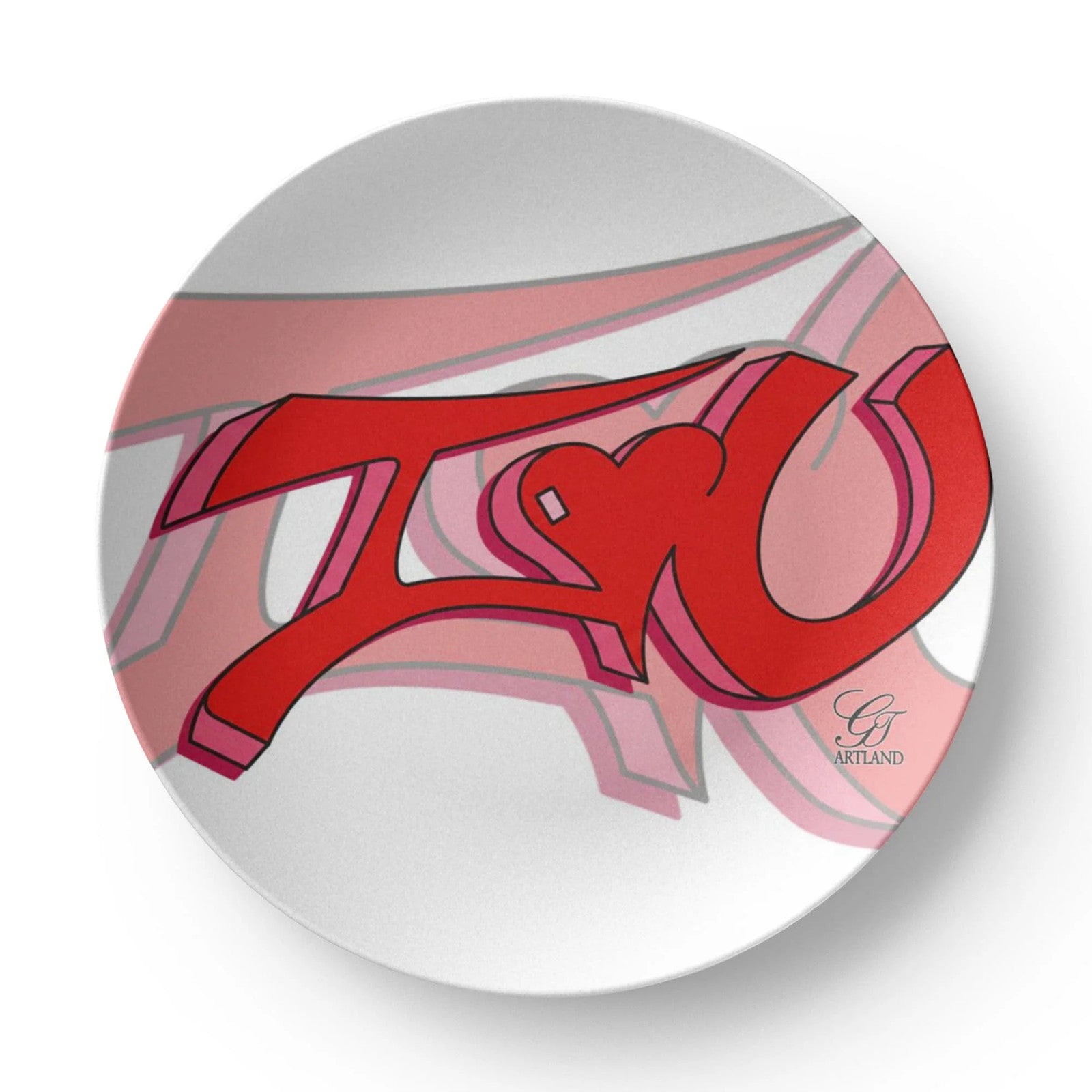 I Love You 3D Graffiti Graphic 10” Plate by GT Artland