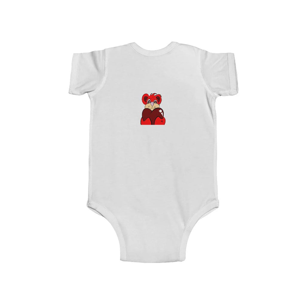 Cute Red Teddy BEAR Holding Heart Infant Fine Jersey Bodysuit by GT Artland
