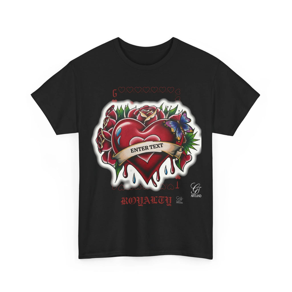 Hearts And Roses G Card Royalty Custom Text Unisex Heavy Cotton Tee by GT