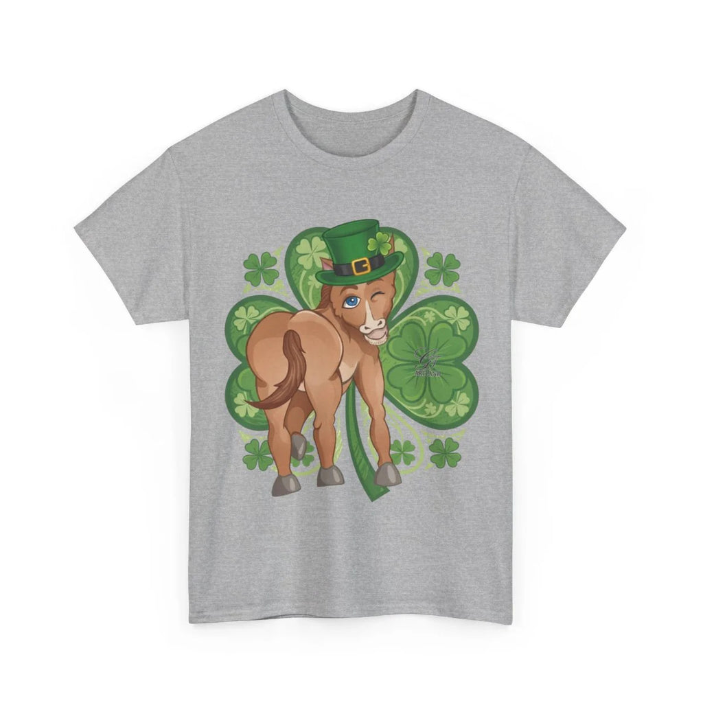 Year Of The Horse St Patricks Shamrock Theme Unisex Heavy Cotton Tee BY GT