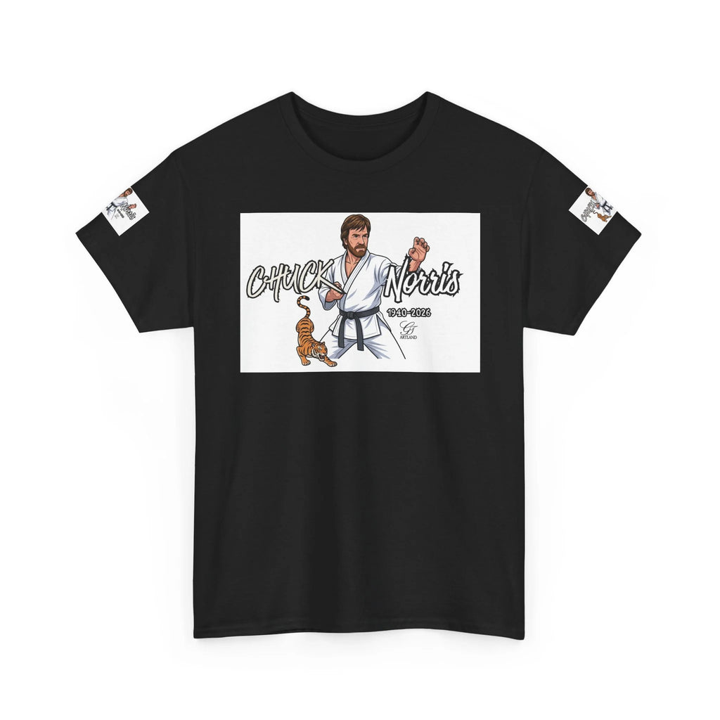 Chuck Norris Legend Martial Artist Cartoon with Tiger Tee | Retro Karate