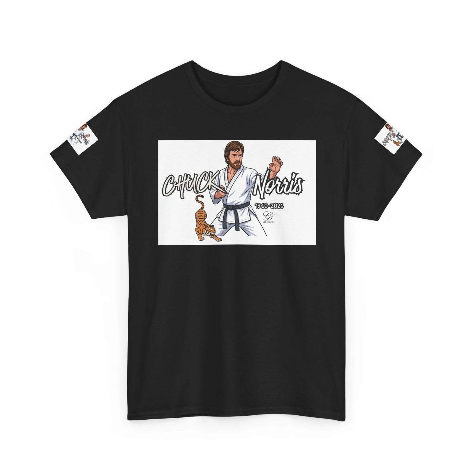 Chuck Norris Legend Martial Artist Cartoon with Tiger Tee | Retro Karate
