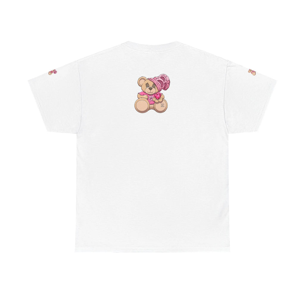 Pink Bear with Brain Beanie T-Shirt | Cute Teddy Illustration by GT Artland