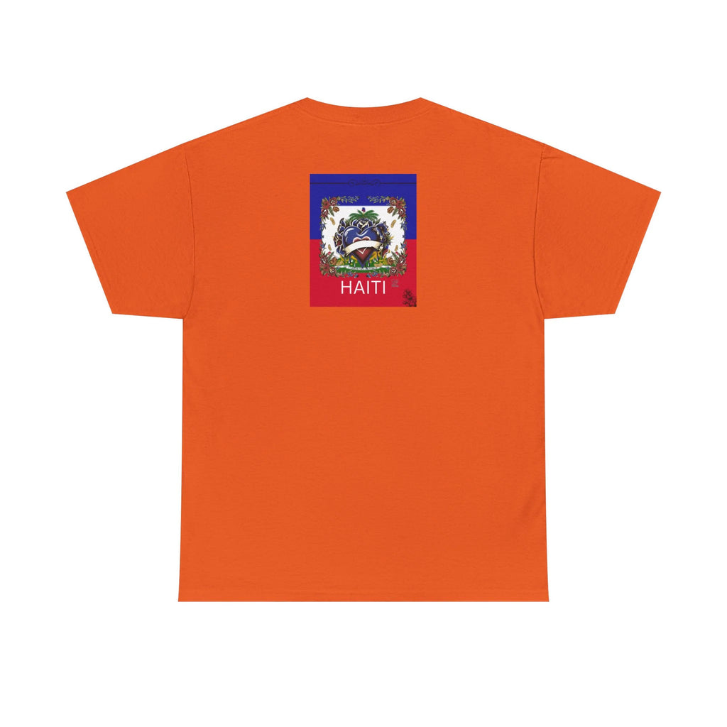 Haiti Flag Love Hearts and Roses Designer Unisex Heavy Cotton Tee by GT Artland