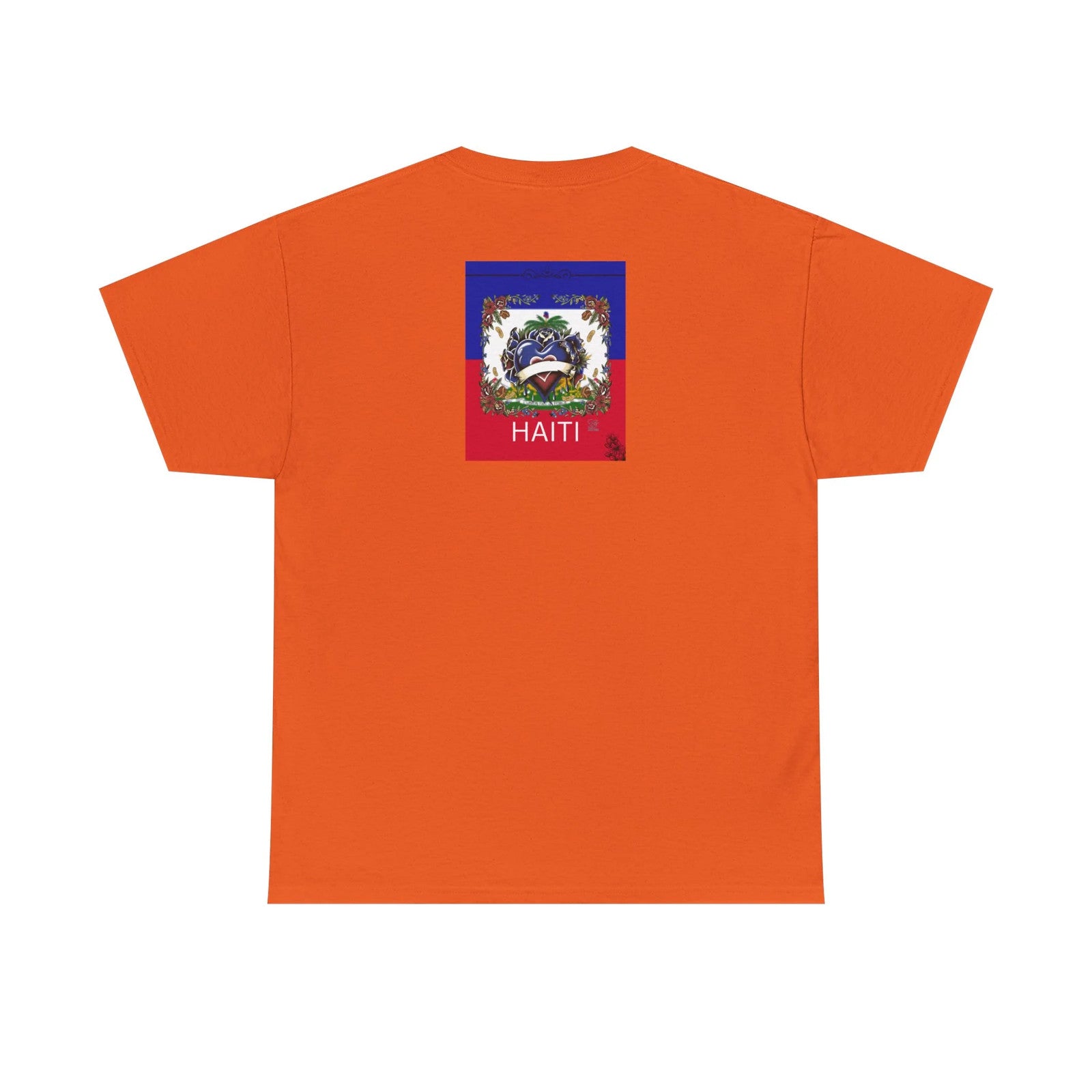 Haiti Flag Love Hearts and Roses Designer Unisex Heavy Cotton Tee by GT Artland