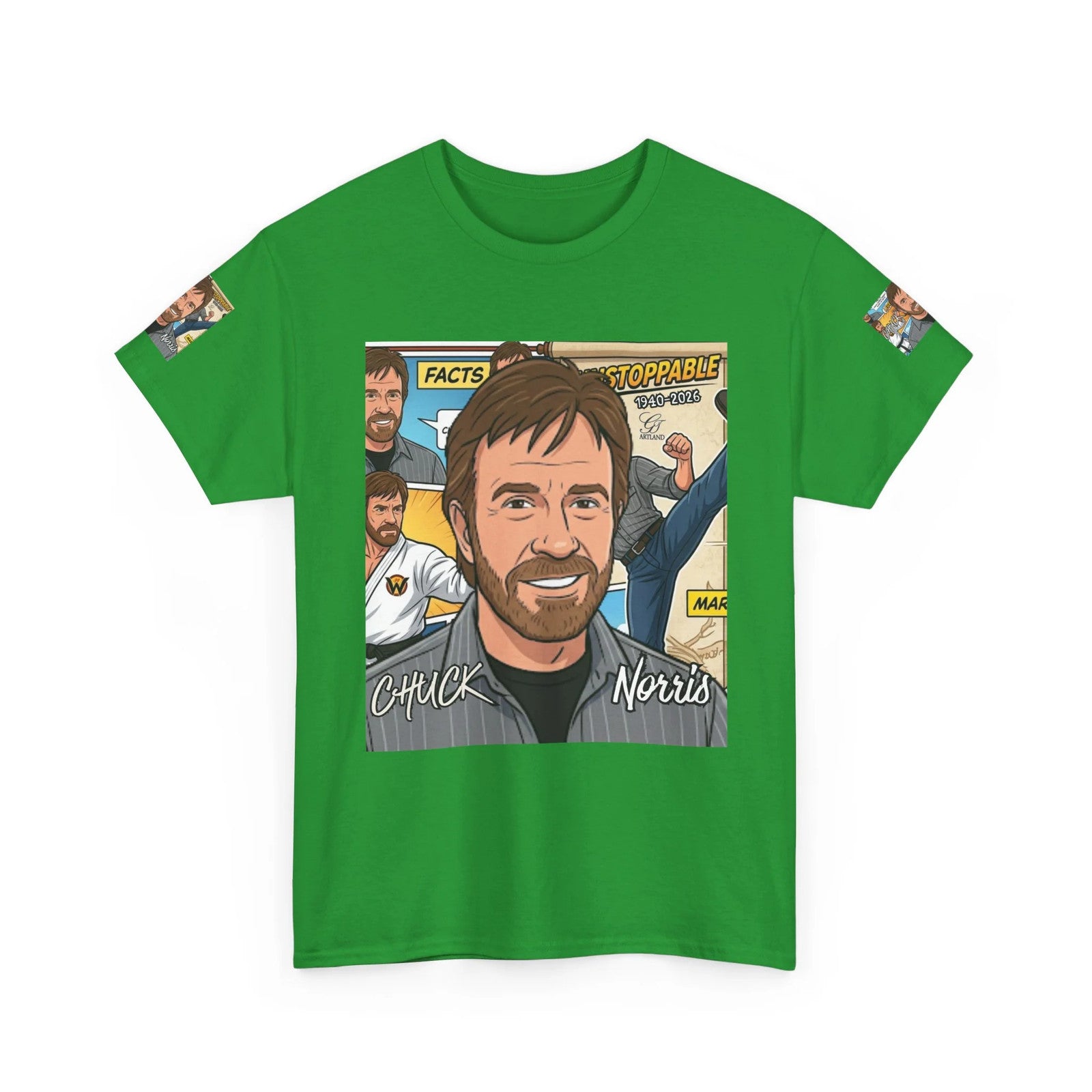 Chuck Norris Legacy Retro Martial Artist Portrait T-Shirt | Comic Style