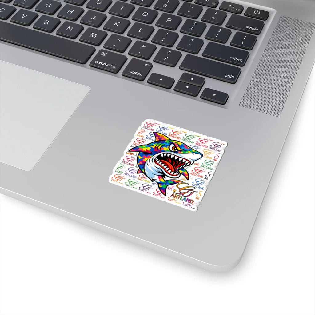 Colorful Designer High Fashion Shark GT Bite Sticker | Kiss-Cut Sticker,