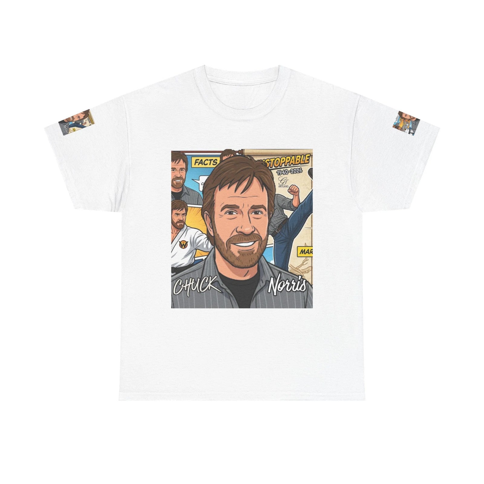Chuck Norris Legacy Retro Martial Artist Portrait T-Shirt | Comic Style